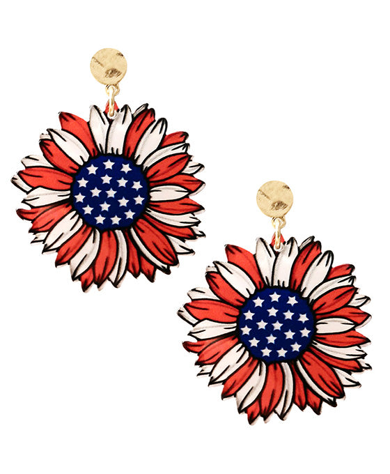 Flower Shape w/ Stars Post Earring