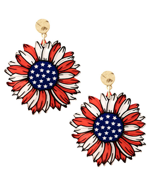 Flower Shape w/ Stars Post Earring