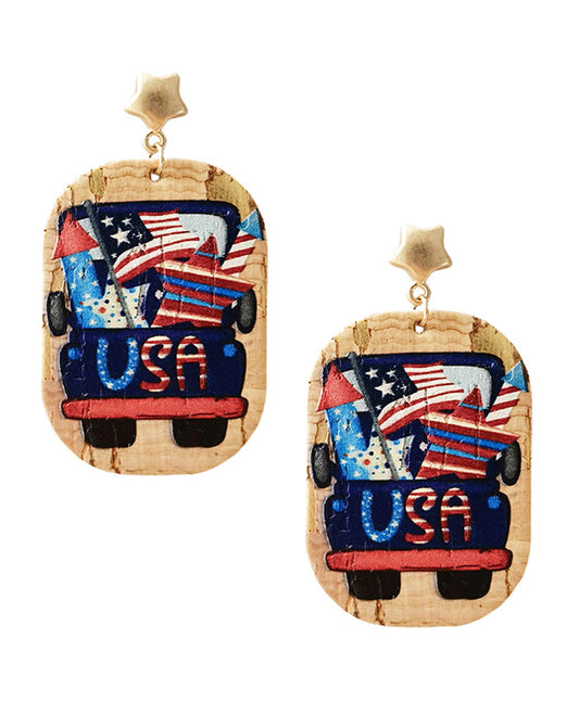 American Flag & USA Cork Earring