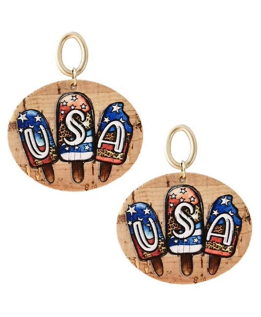 USA Cork Post Earring