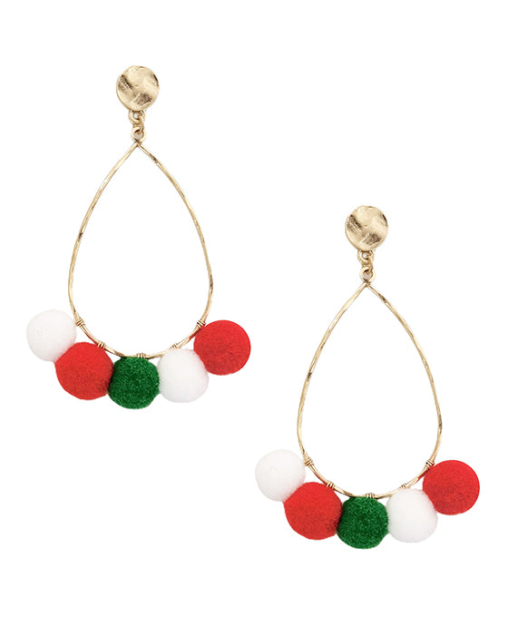 Christmas Teardrop w/ Dangle Balls Earring