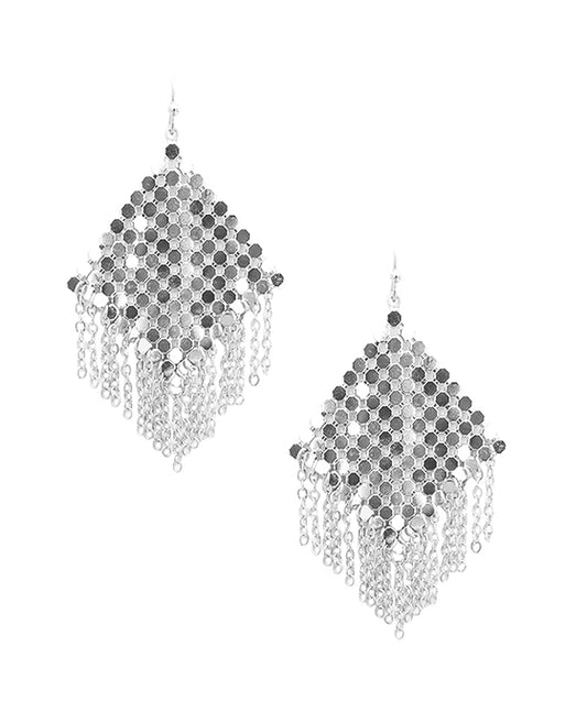 Honeycomb Shape w/ Chains Drop Earring