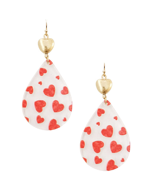 Heart Metal & Heart Printed Acrylic Earring