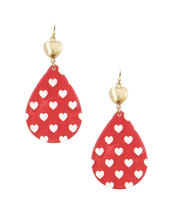 Heart Metal & Heart Printed Acrylic Earring