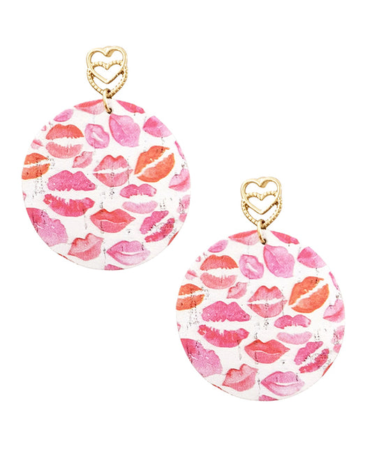 Printed Round Cork Earring
