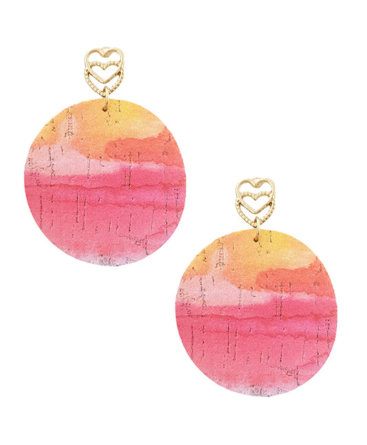 Printed Round Cork Earring