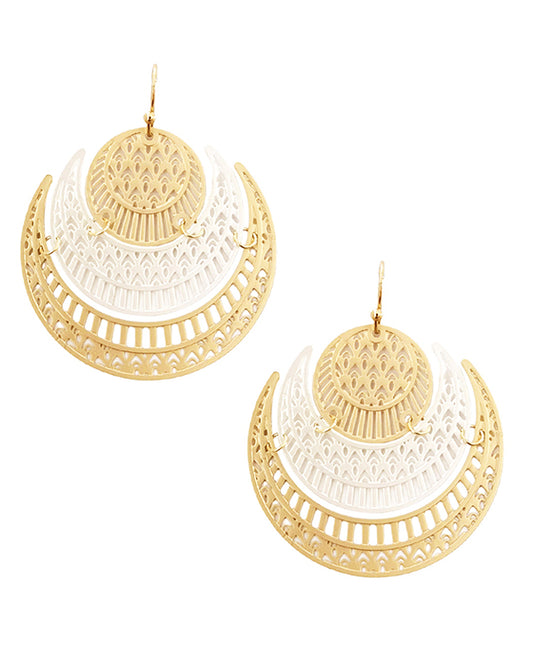 Mixed Pattern Circle & Crescent Earring