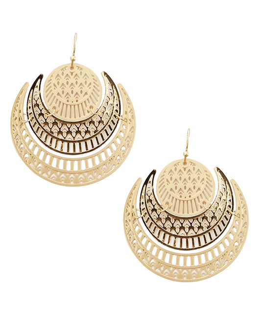Mixed Pattern Circle & Crescent Earring
