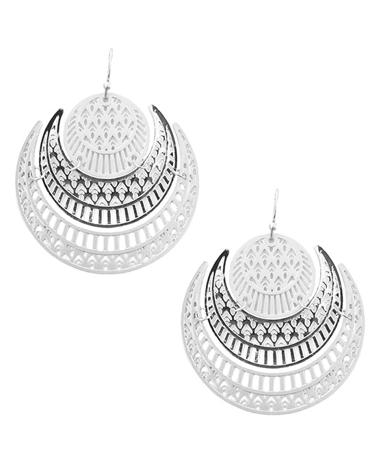 Mixed Pattern Circle & Crescent Earring