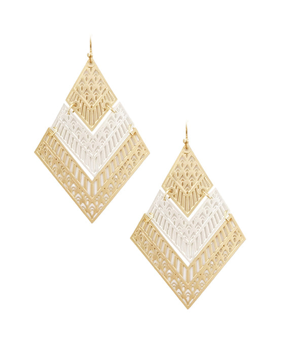 Mixed Pattern V Shape Earring
