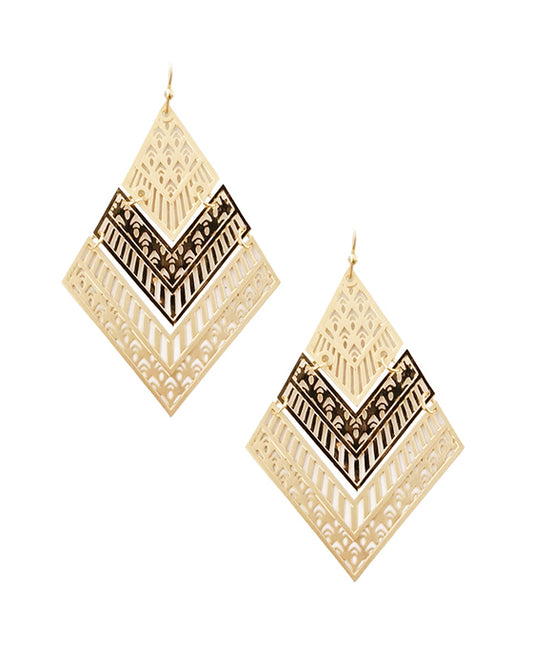 Mixed Pattern V Shape Earring