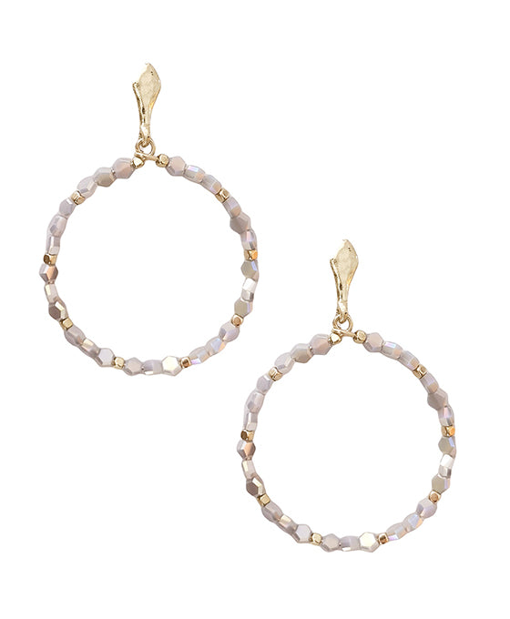 Stone Beads Round Post Earring