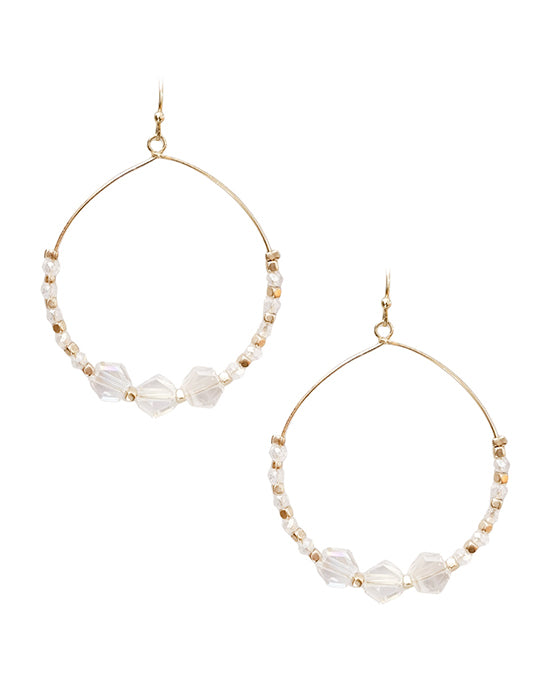 Multi Stone Bead Wire Circle Earring
