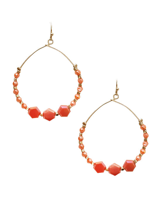 Multi Stone Bead Wire Circle Earring