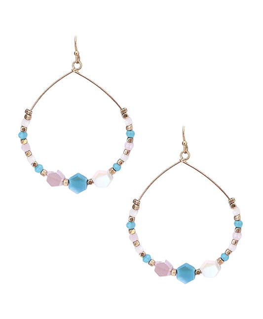 Multi Stone Bead Wire Circle Earring