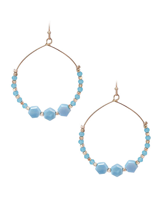 Multi Stone Bead Wire Circle Earring