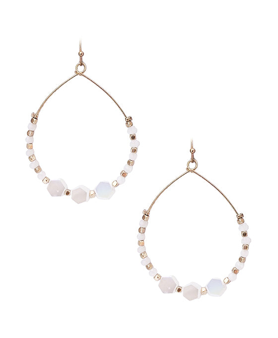 Multi Stone Bead Wire Circle Earring