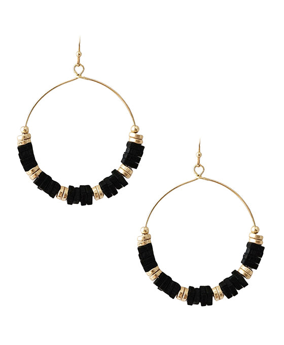 Metal Round Wire w/ Square Beads Earring