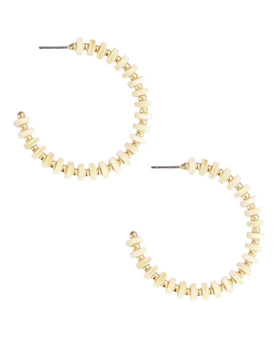 Wood Beads Round Hoop Earring