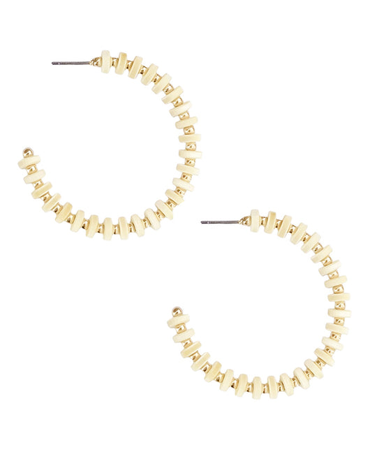 Wood Beads Round Hoop Earring