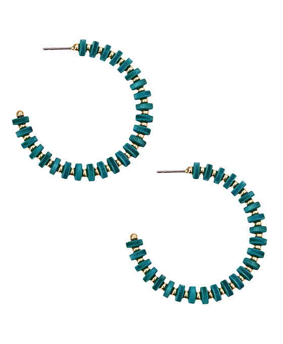 Wood Beads Round Hoop Earring