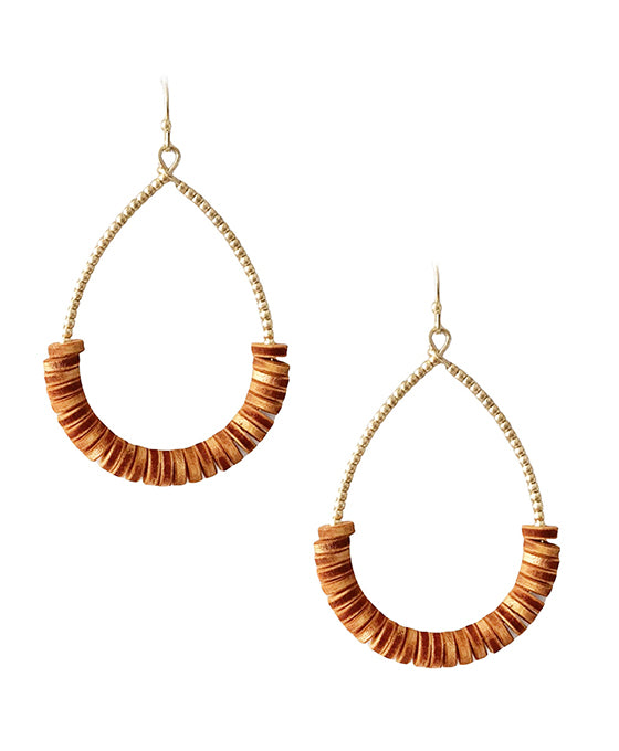 Wood Beads Teardrop Earring