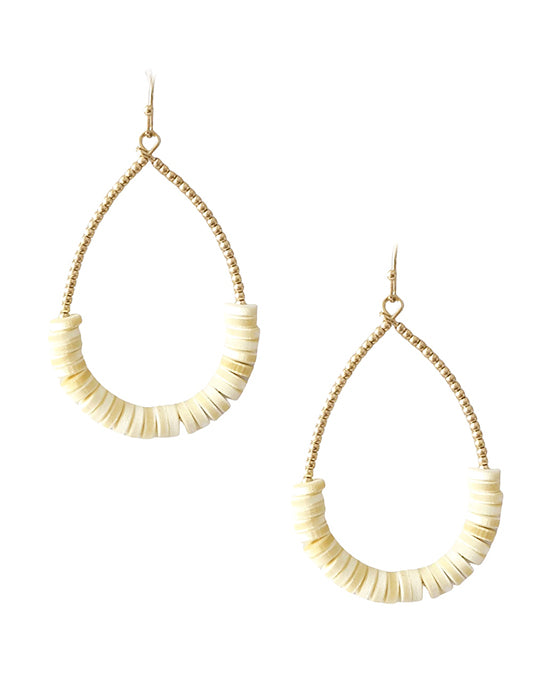 Wood Beads Teardrop Earring