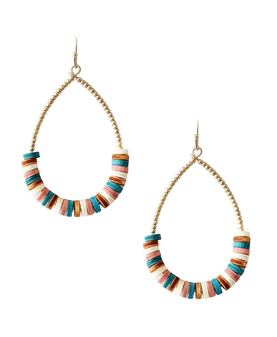 Wood Beads Teardrop Earring