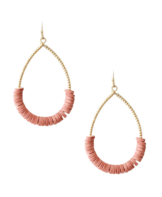 Wood Beads Teardrop Earring