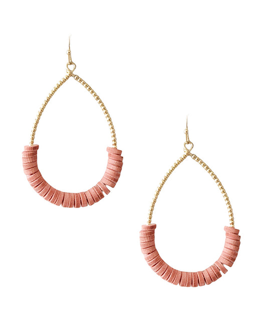 Wood Beads Teardrop Earring