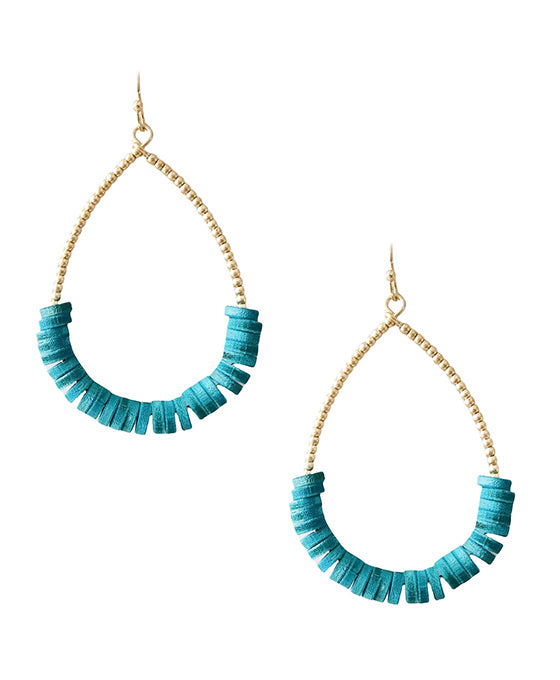Wood Beads Teardrop Earring