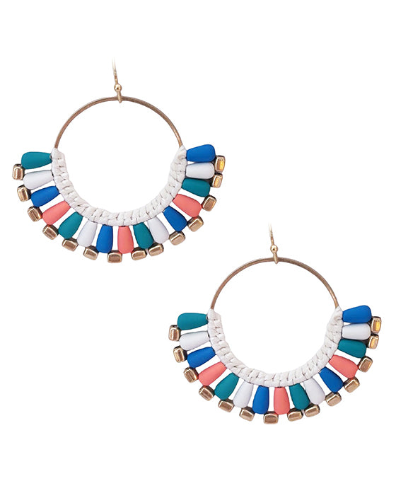Fanned Shape Multi Bead Earring