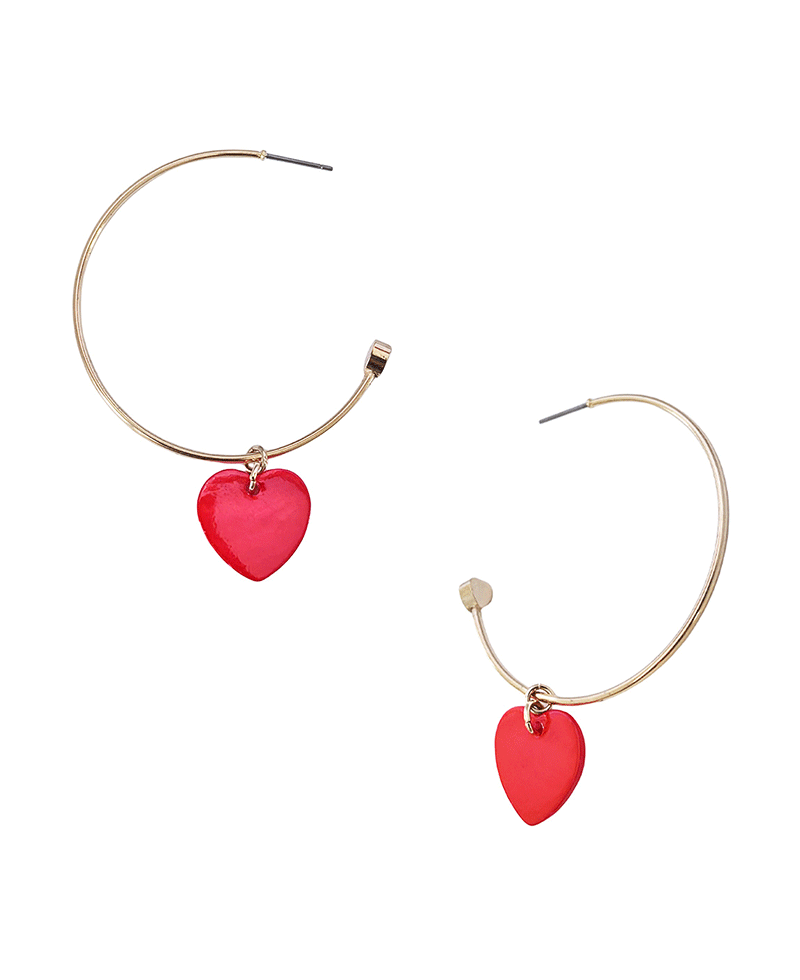 Wire Hoop w/ Heart Earring