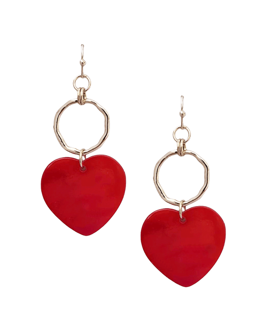 Round Metal Linked Heart Earring