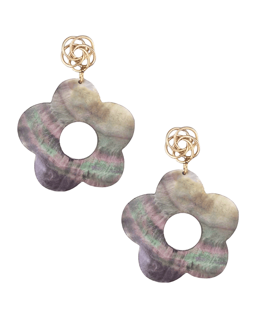 Mop Flower Shape Post Earring