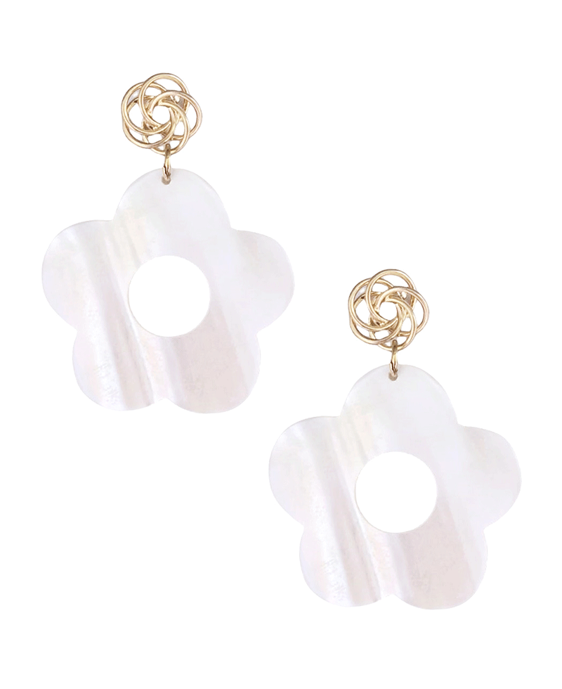 Mop Flower Shape Post Earring
