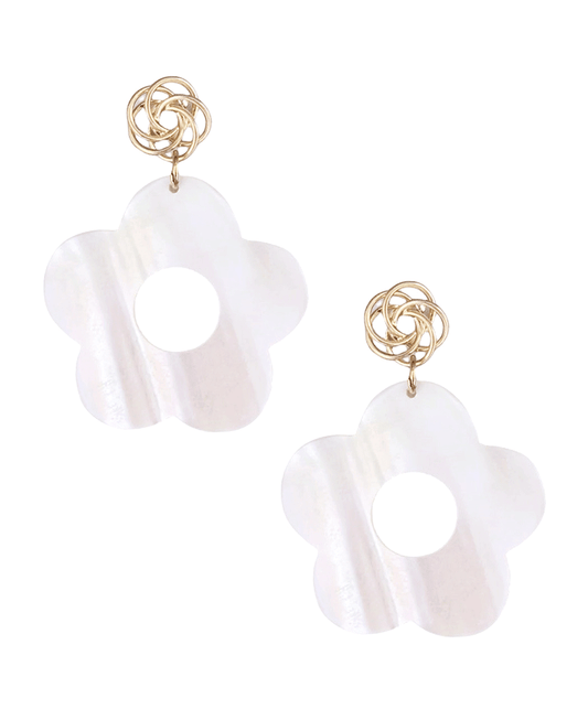 Mop Flower Shape Post Earring