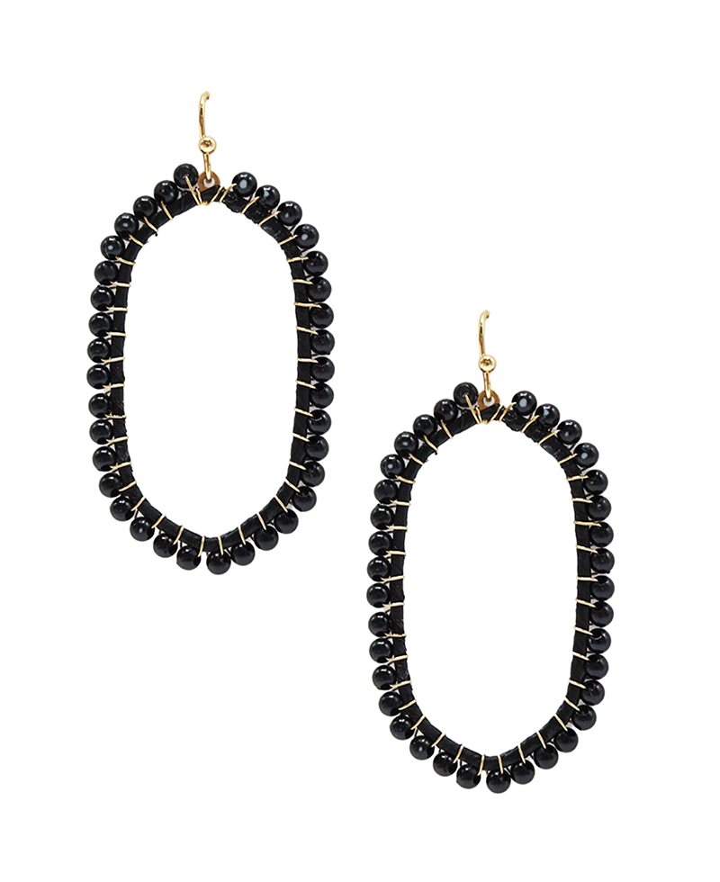 Hexagon Shape w/ Tied Balls Earriong