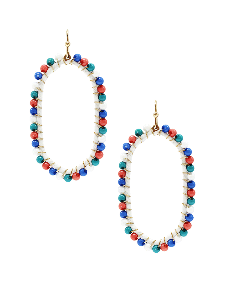 Hexagon Shape w/ Tied Balls Earriong