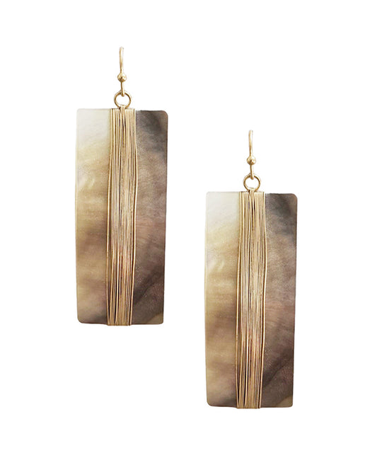 Wire Wrapped Square Mop Earring