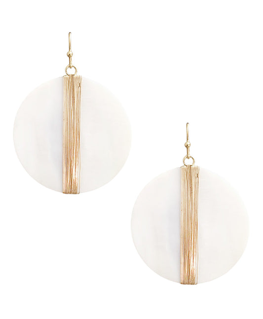 Wire Wrapped Round Mop Earring