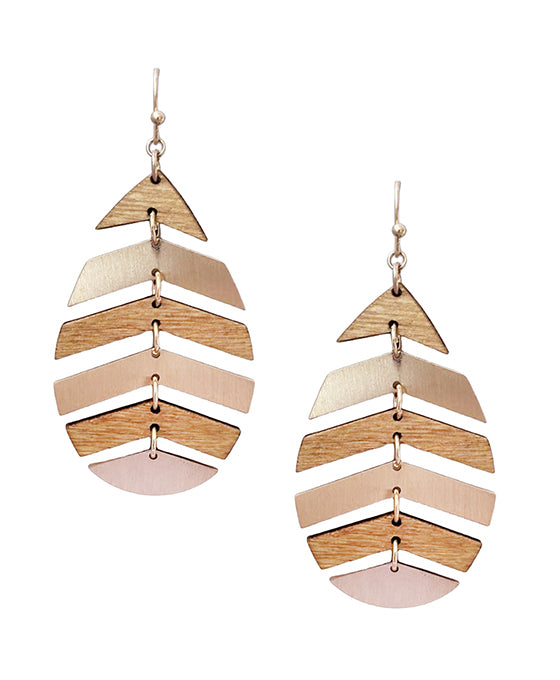 Wood Leaf Shape Earring