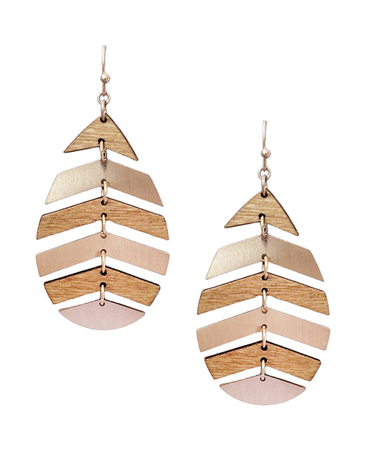 Wood Leaf Shape Earring