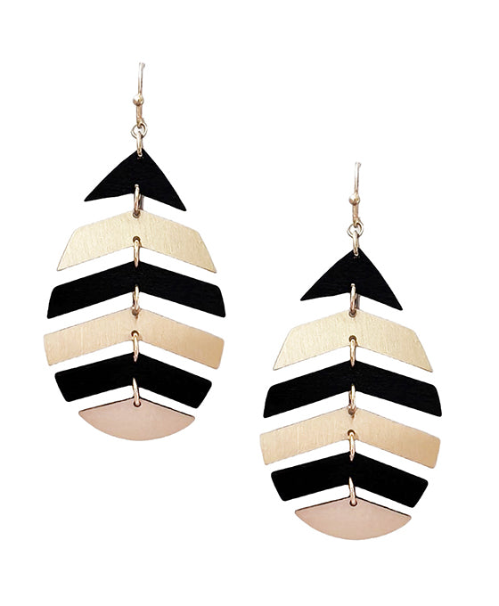 Wood Leaf Shape Earring