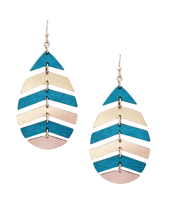 Wood Leaf Shape Earring