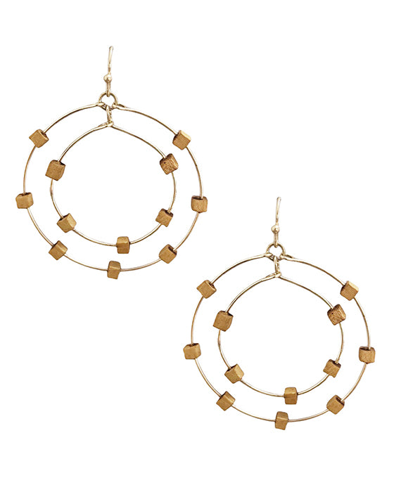 Metal Wire Dbl Circle w/ Beads Earring