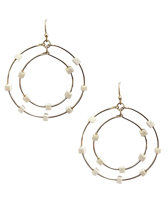 Metal Wire Dbl Circle w/ Beads Earring