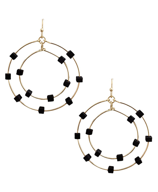 Metal Wire Dbl Circle w/ Beads Earring