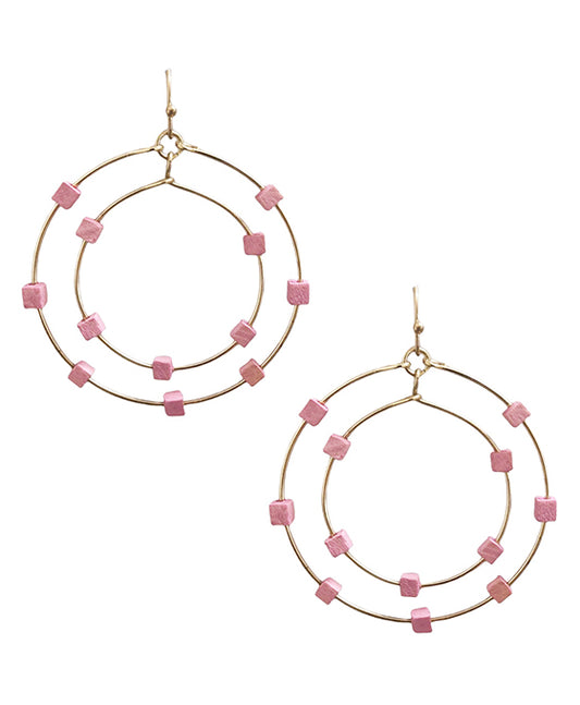 Metal Wire Dbl Circle w/ Beads Earring