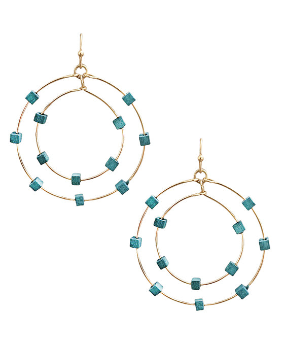 Metal Wire Dbl Circle w/ Beads Earring